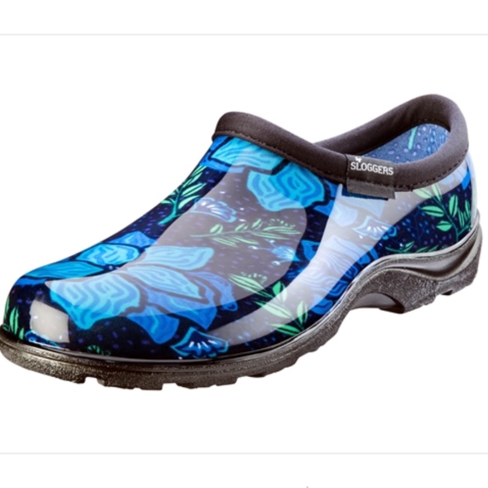 SLOGGERS WATERPROOF COMFORT Rain Garden Spring Surprise Blue Shoes Made In USA - Picture 3 of 10